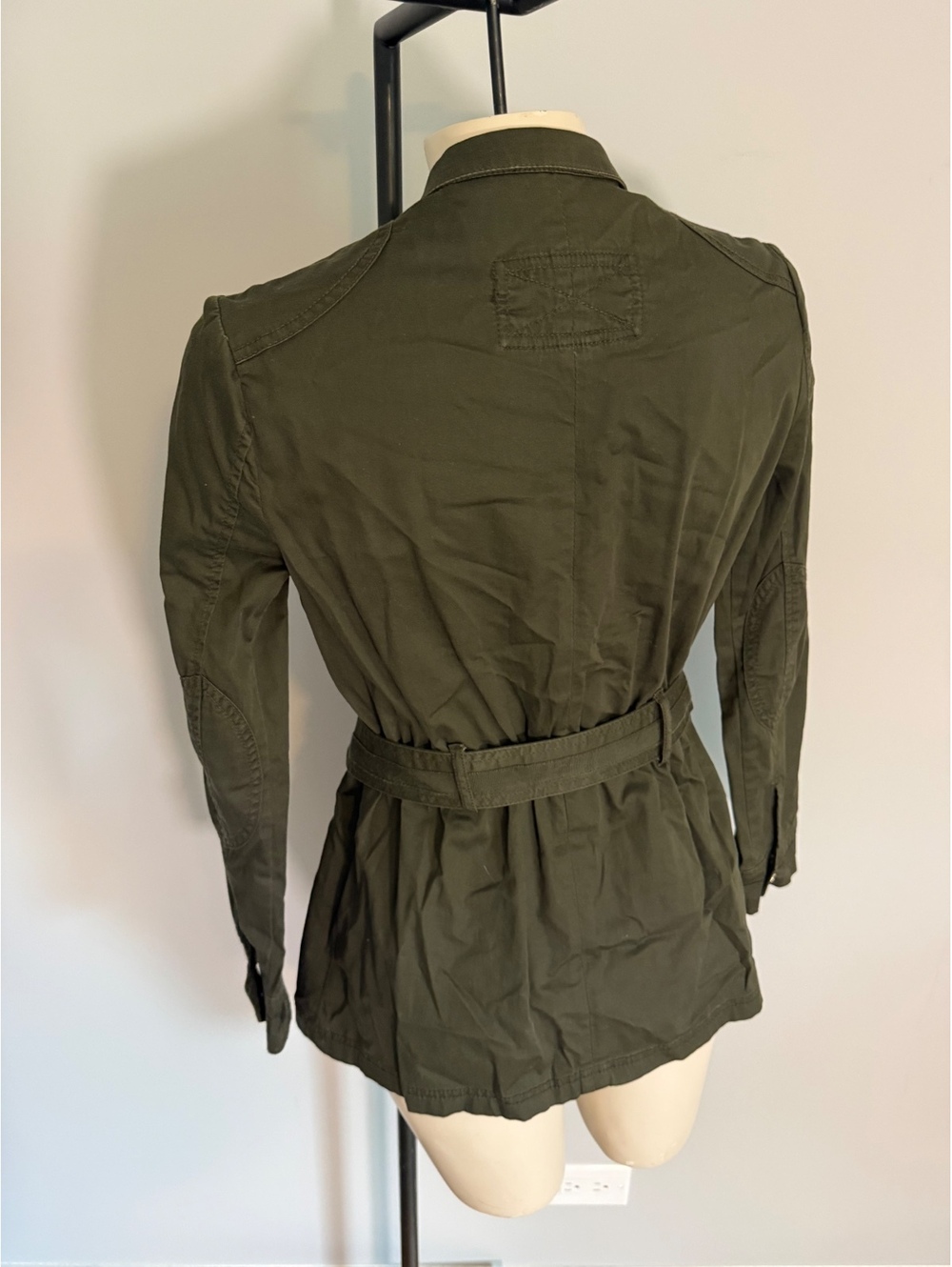 White House Black Market Olive Green Belted Utility Jacket Size 0 - Picture 13 of 14